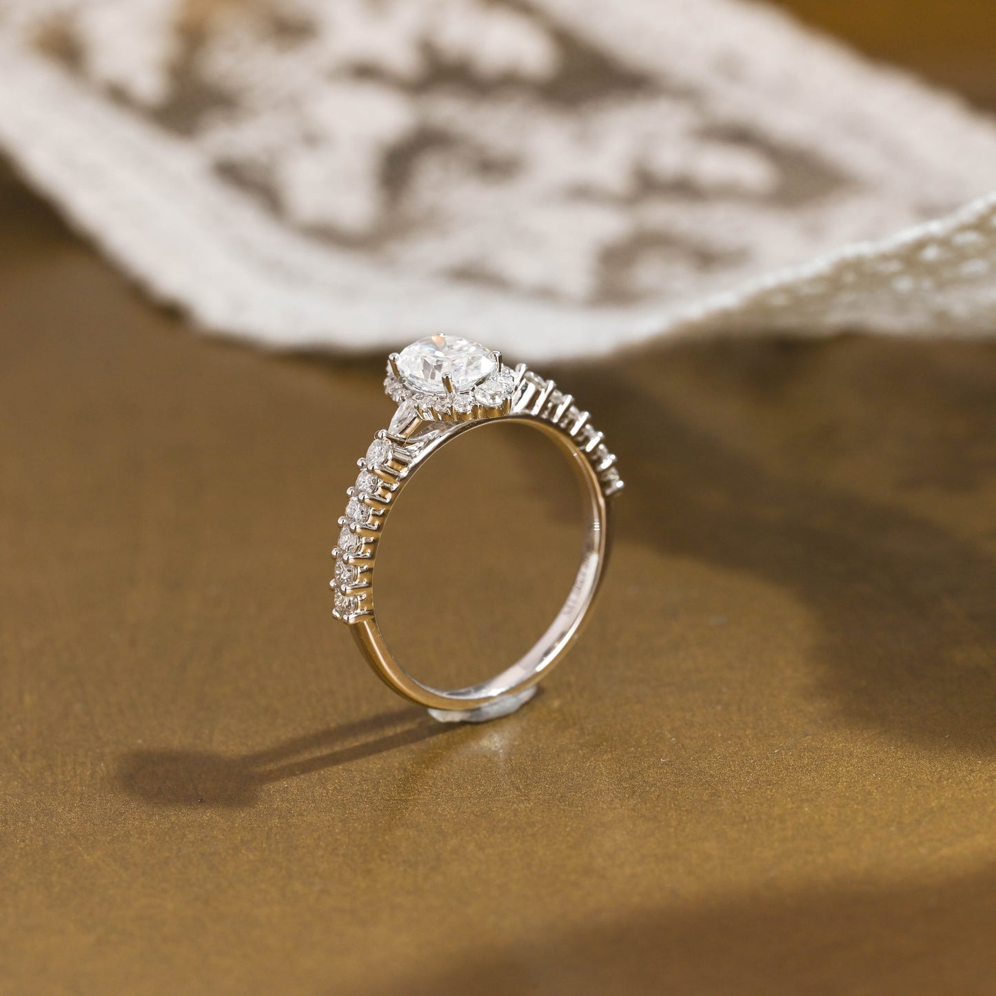 2 CT Emerald Pave Moissanite Engagement Ring