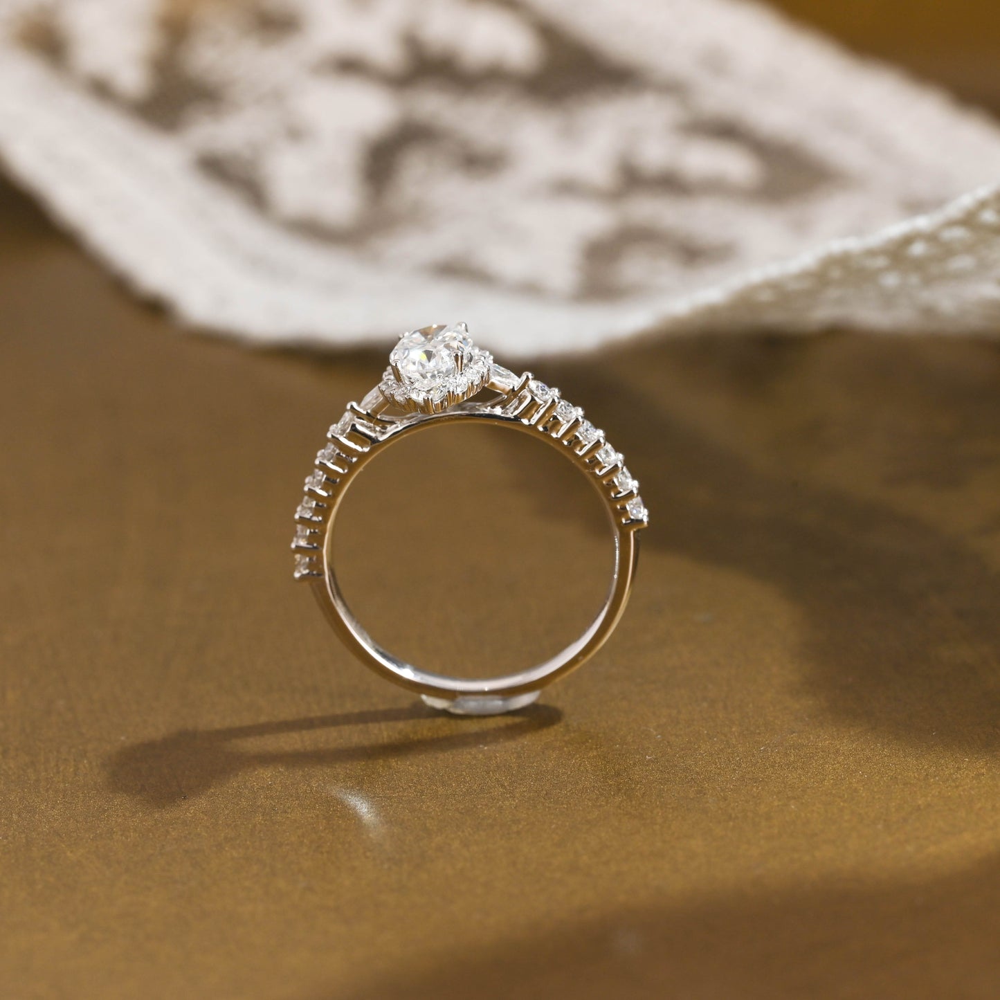 2 CT Emerald Pave Moissanite Engagement Ring