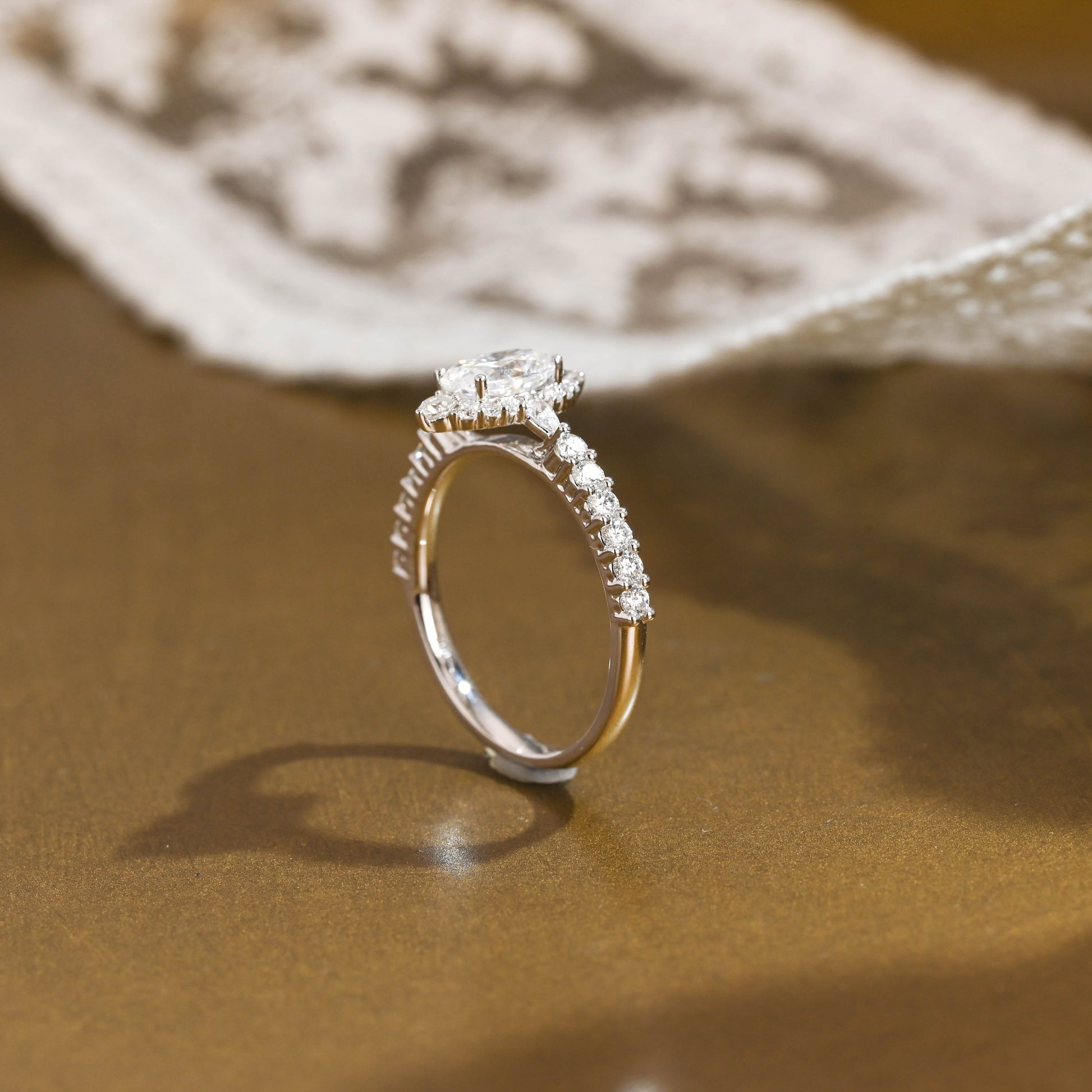 2 CT Emerald Pave Moissanite Engagement Ring