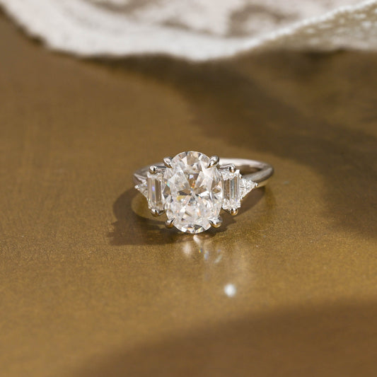 2 CT Emerald Pave Moissanite Engagement Ring
