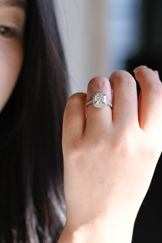 2 CT Emerald Pave Moissanite Engagement Ring