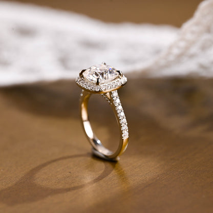 2 CT Emerald Pave Moissanite Engagement Ring