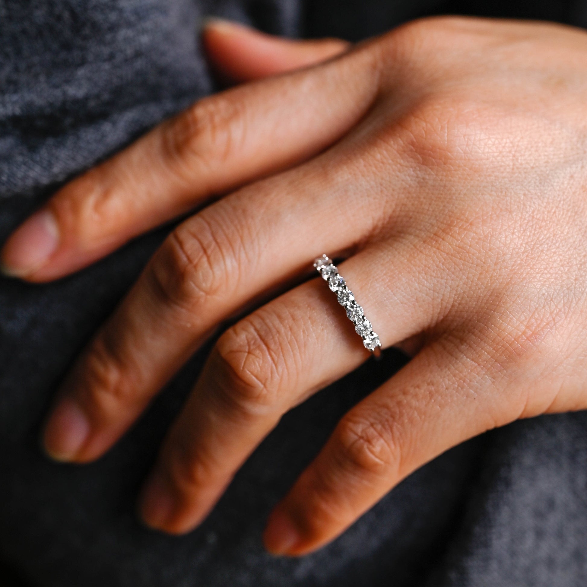0.15 TCW Round Milgrain Lab Grown Diamond Wedding Band