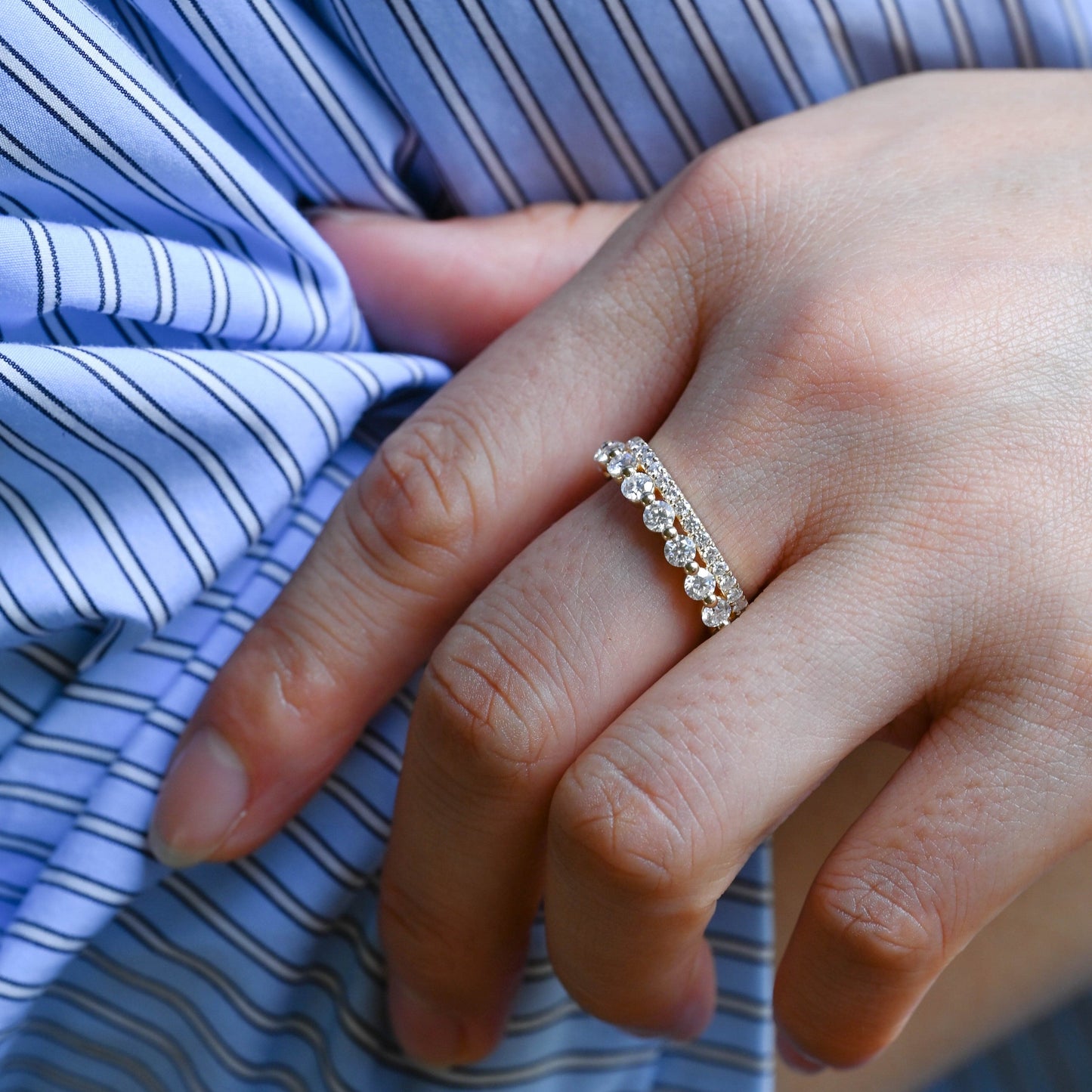 0.15 TCW Round Milgrain Lab Grown Diamond Wedding Band