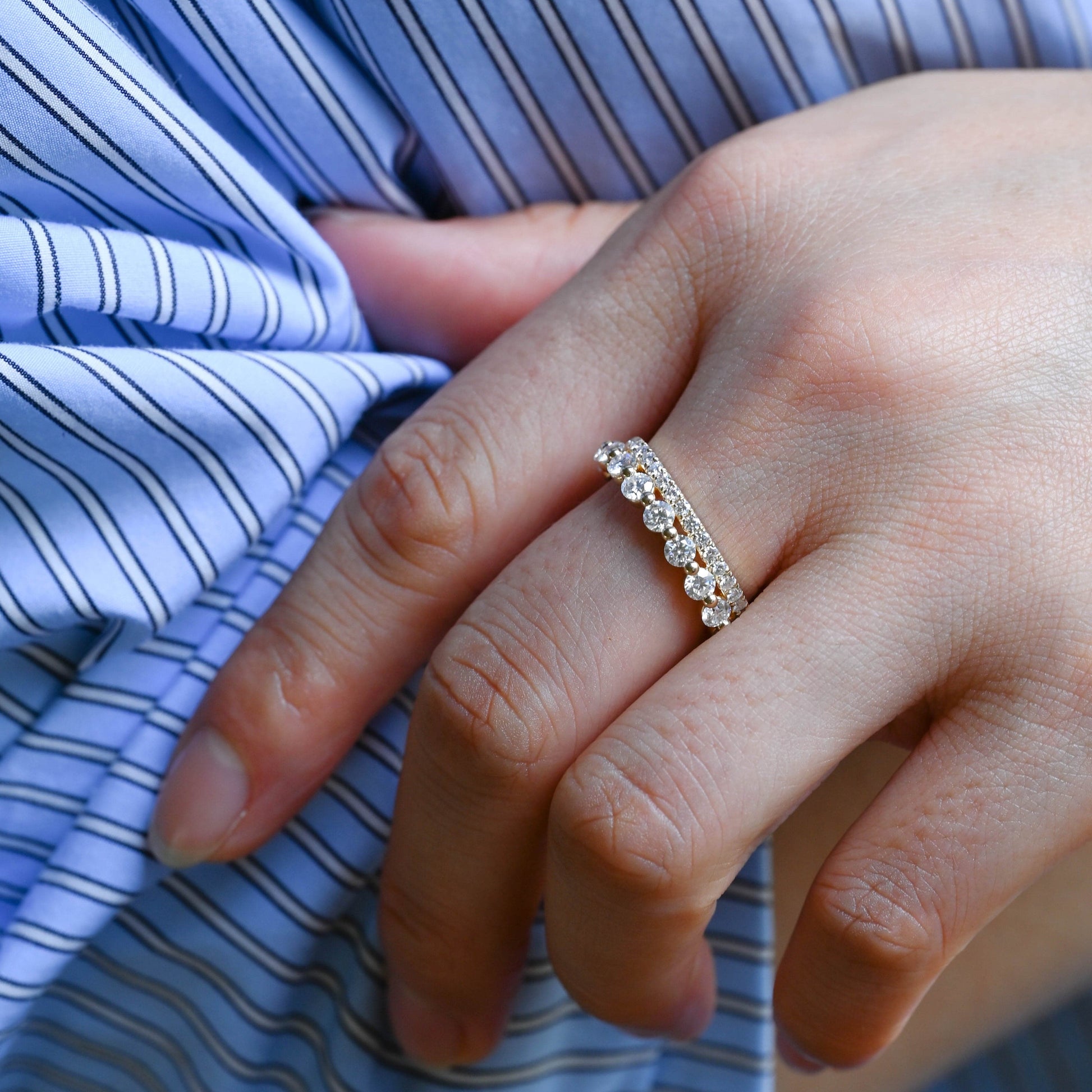 0.15 TCW Round Milgrain Lab Grown Diamond Wedding Band