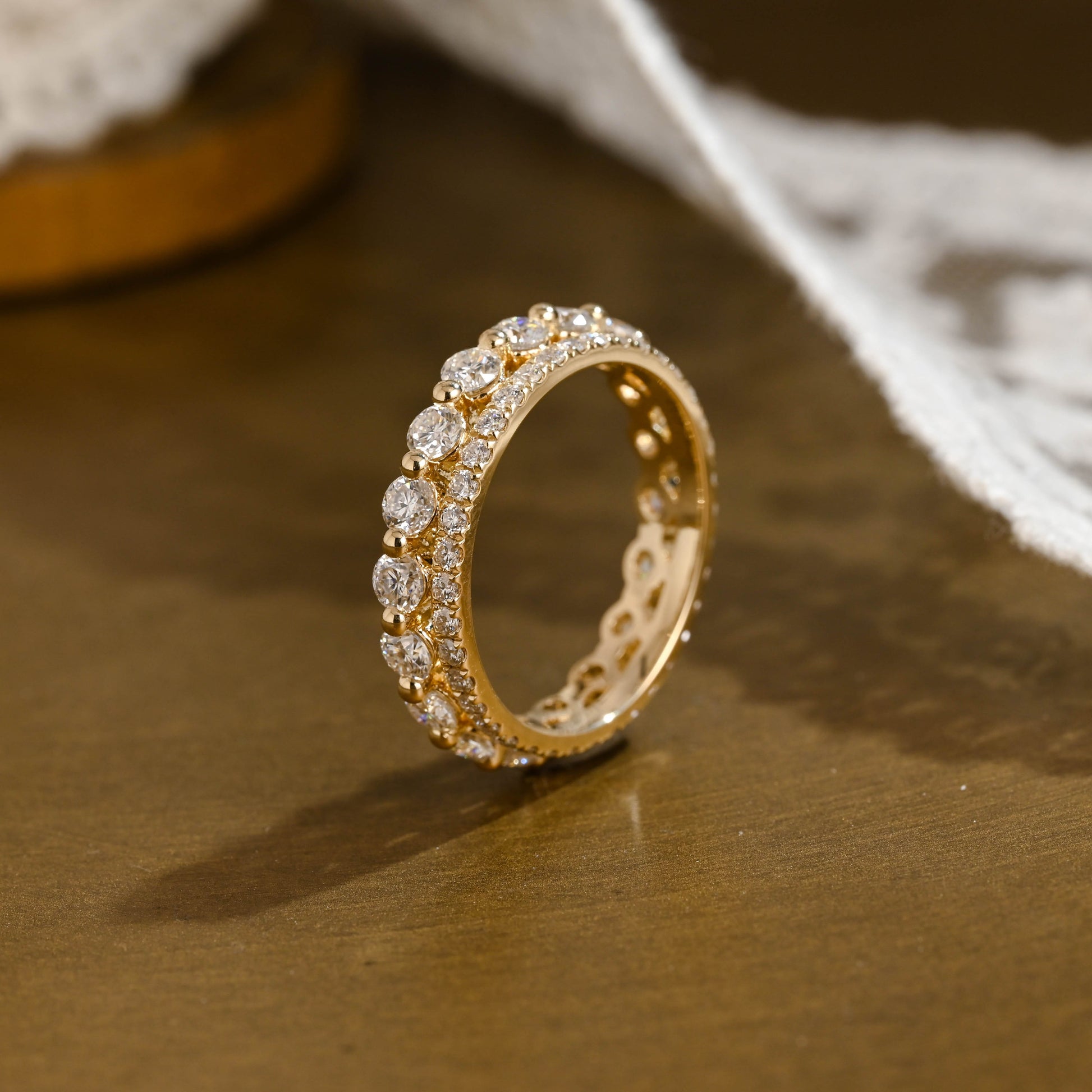 0.15 TCW Round Milgrain Lab Grown Diamond Wedding Band