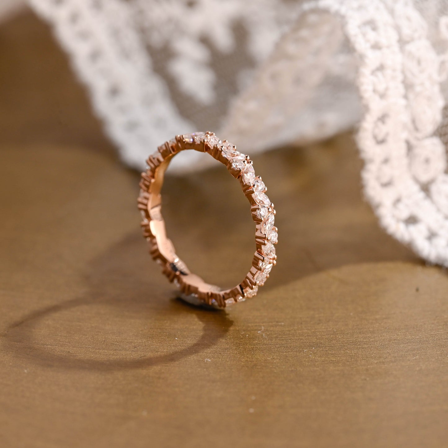 0.15 TCW Round Milgrain Lab Grown Diamond Wedding Band