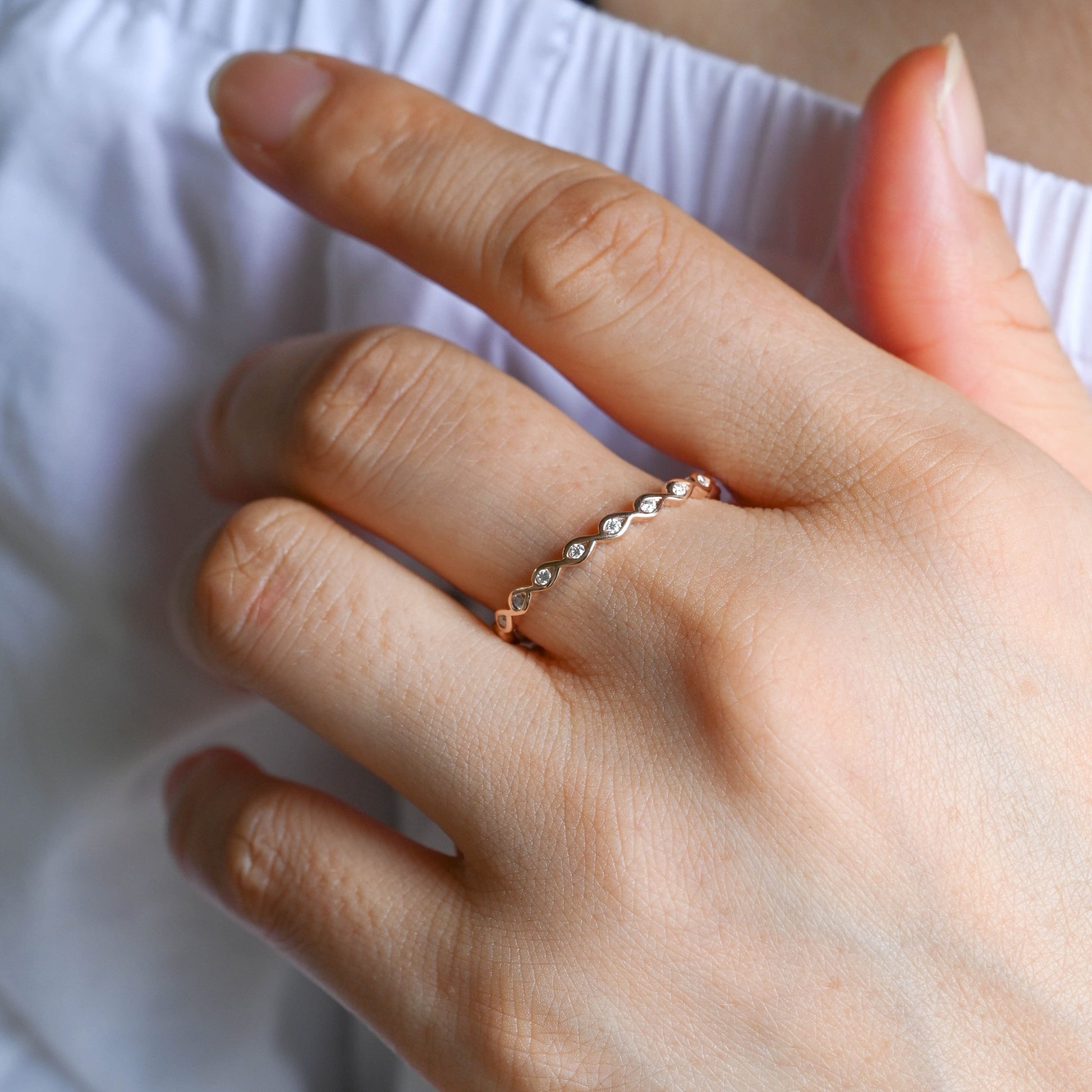 0.15 TCW Round Milgrain Lab Grown Diamond Wedding Band