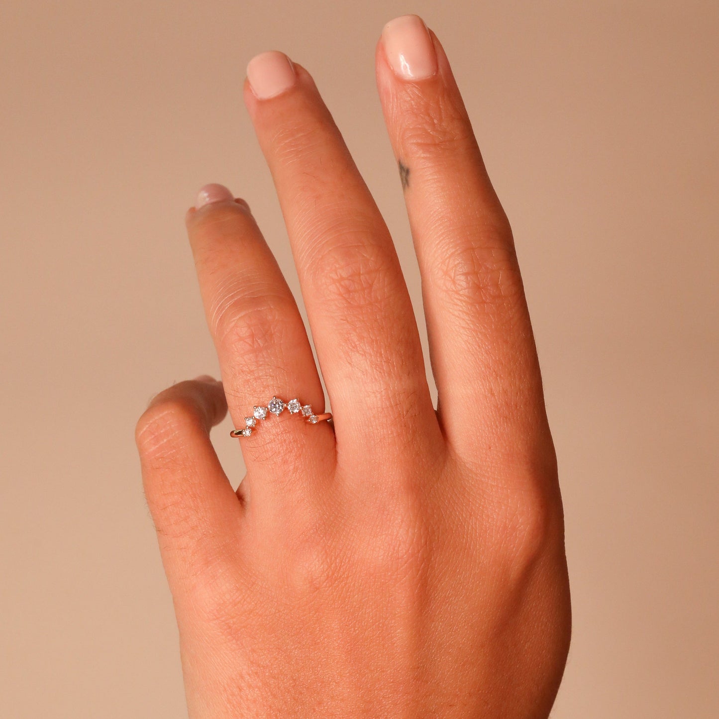 0.24 TCW Round Curved Moissanite Wedding Band