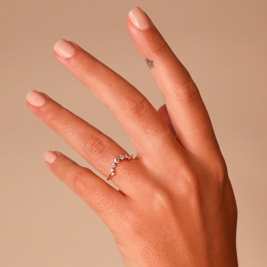 0.24 TCW Round Curved Moissanite Wedding Band
