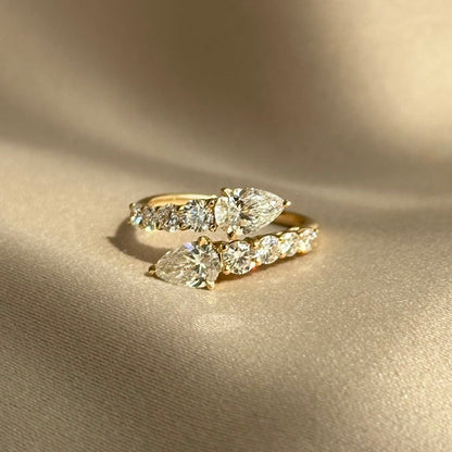0.57 CT Pear Pave & Open Shank Moissanite Engagement Ring