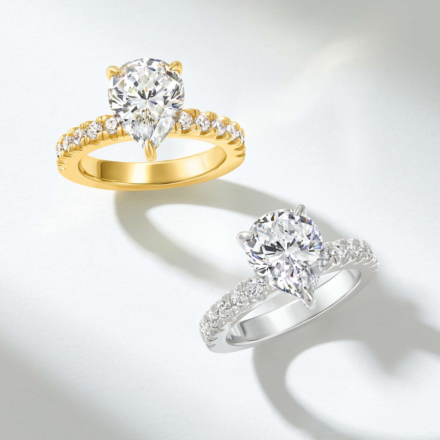 0.75 CT Pear Pave Moissanite Engagement Ring