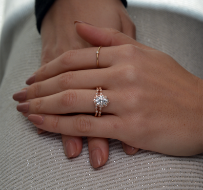 1.33 CT Oval Vintage Halo & Pave Moissanite Engagement Ring