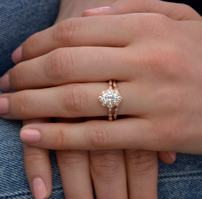 1.33 CT Oval Vintage Halo & Pave Moissanite Engagement Ring