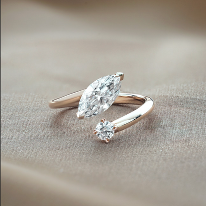 1 CT Marquise Open Shank Moissanite Engagement Ring