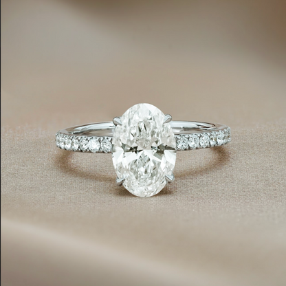 2 CT Oval Pave Moissanite Engagement Ring