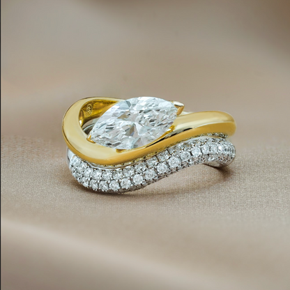 1.10 CT East West Marquise Solitaire Moissanite Engagement Ring