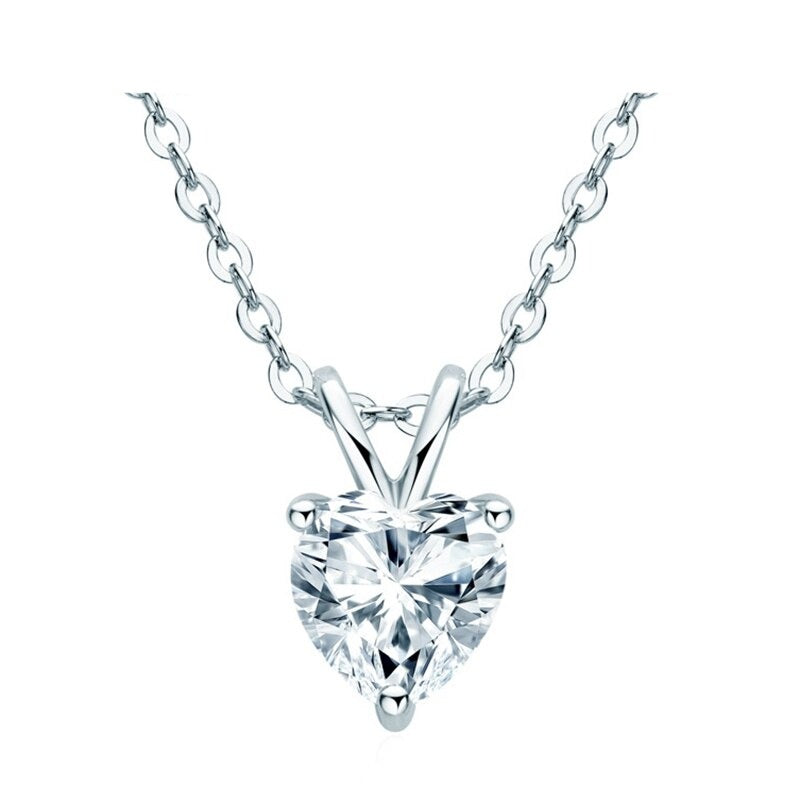 1.0 CT Heart Cut Cut Solitaire Style Moissanite Diamond Necklace