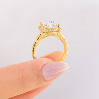 1.5 CT Radiant Halo & Pave Moissanite Engagement Ring
