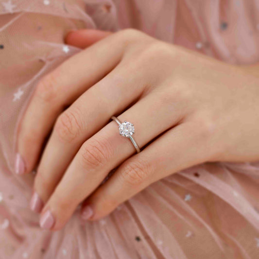 1.5 CT Round Solitaire Moissanite Engagement Ring