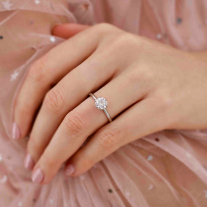 1 CT Round Solitaire Moissanite Engagement Ring
