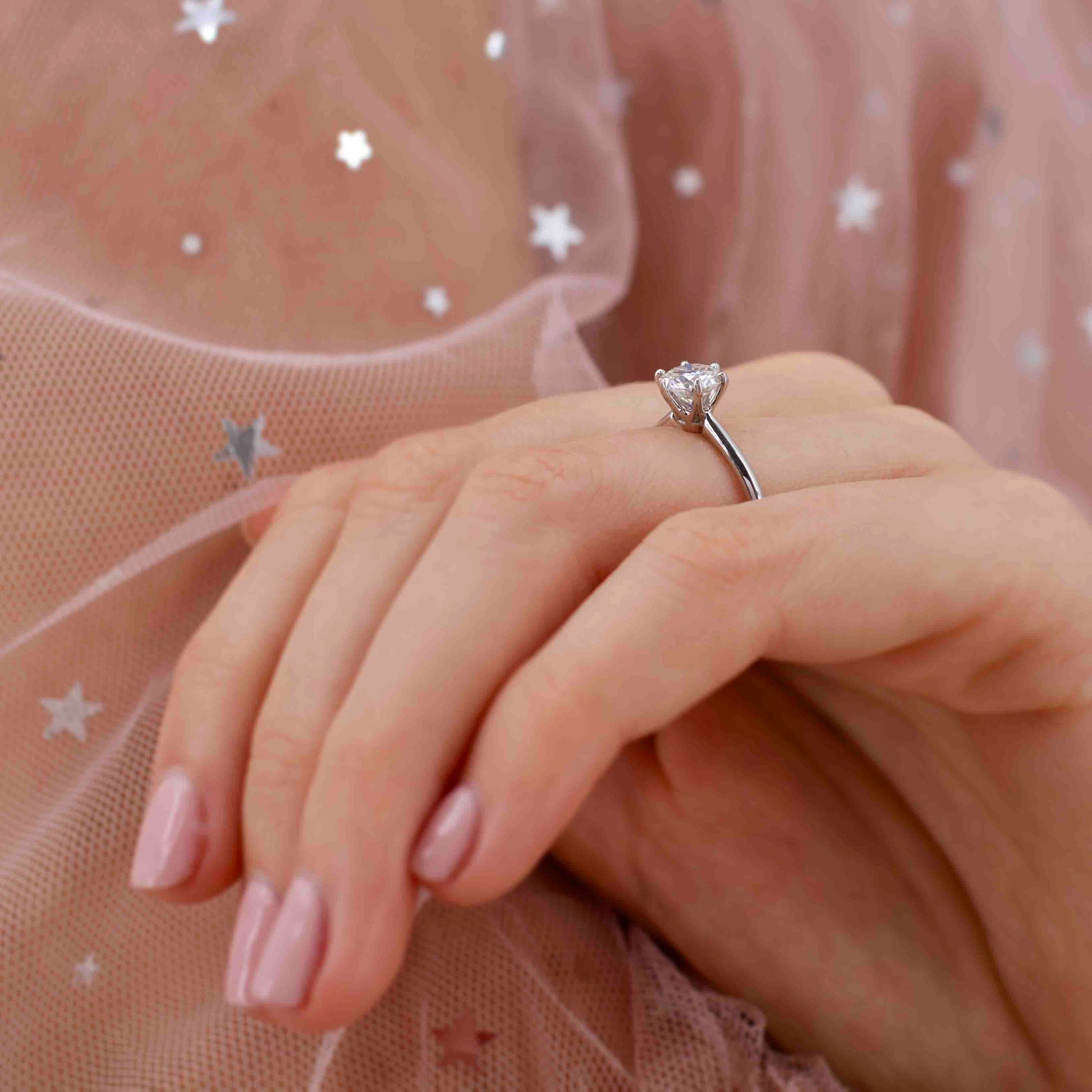 1 CT Round Solitaire Moissanite Engagement Ring