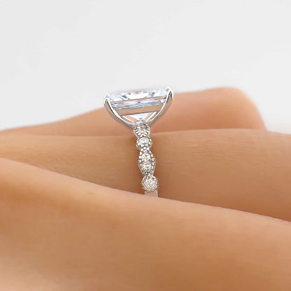 1.5 CT Radiant Pave Moissanite Engagement Ring