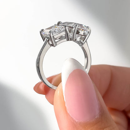2 CT Emerald & Pear Toi Et Moi Moissanite Engagement Ring
