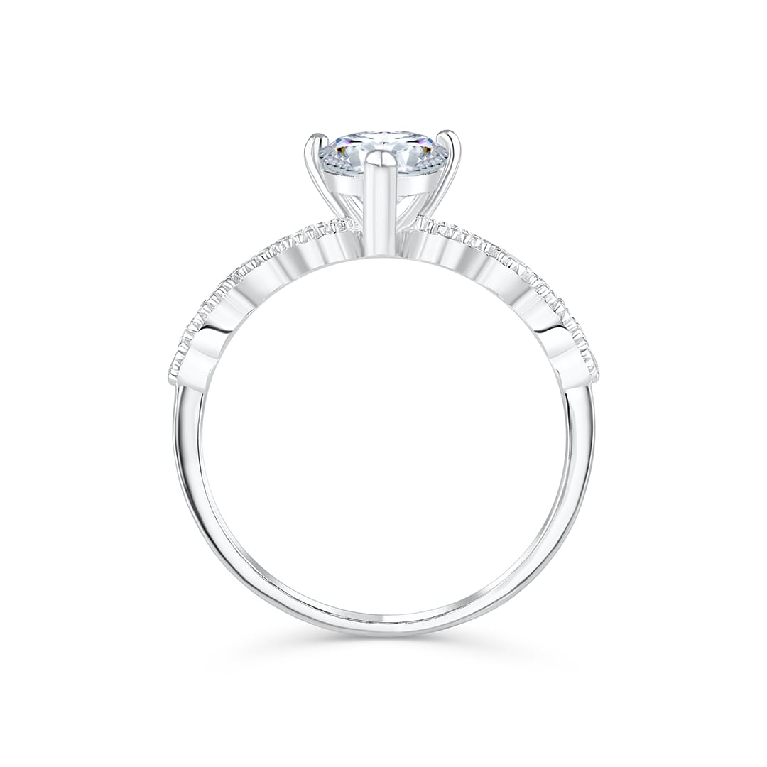 1.5 CT Pear Pave Moissanite Engagement Ring