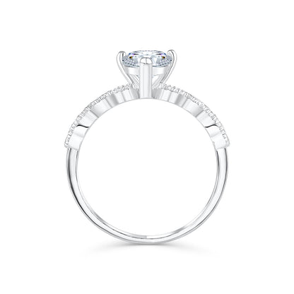 1.5 CT Pear Pave Moissanite Engagement Ring