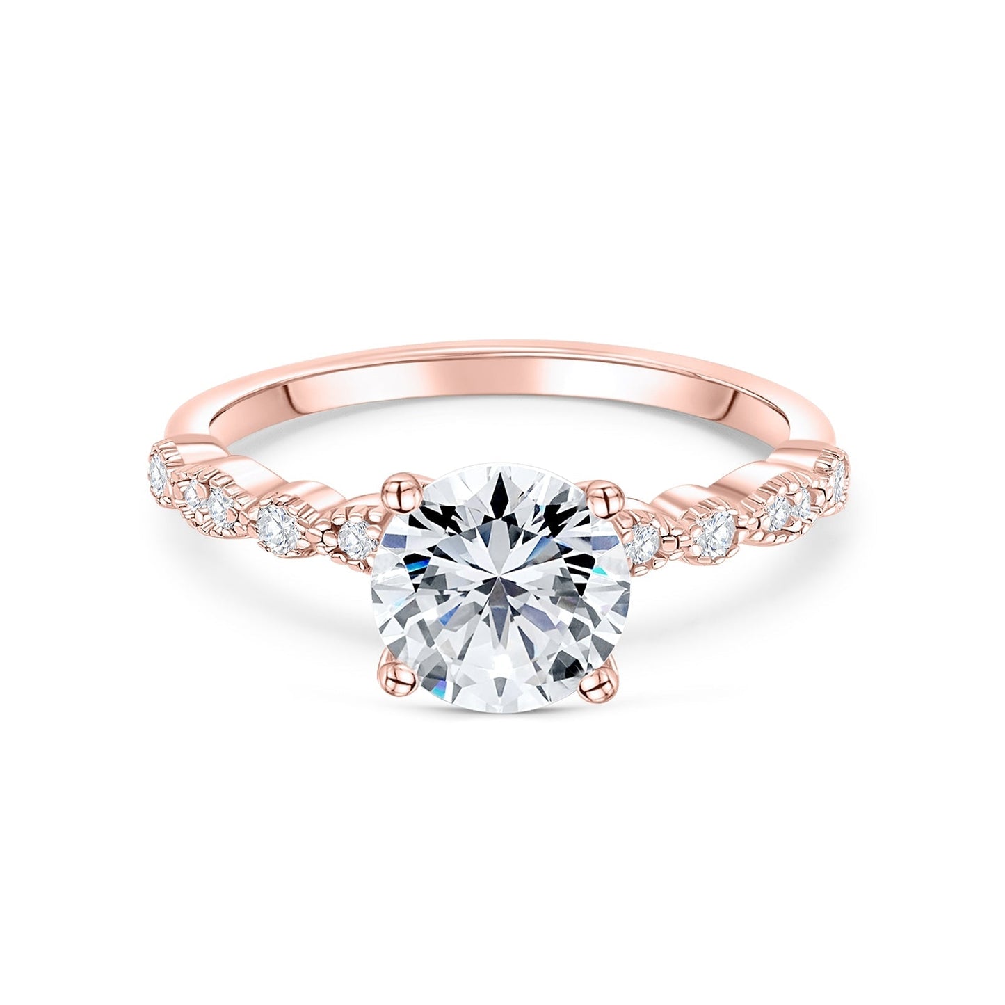 1.5 CT Round Pave Moissanite Engagement Ring