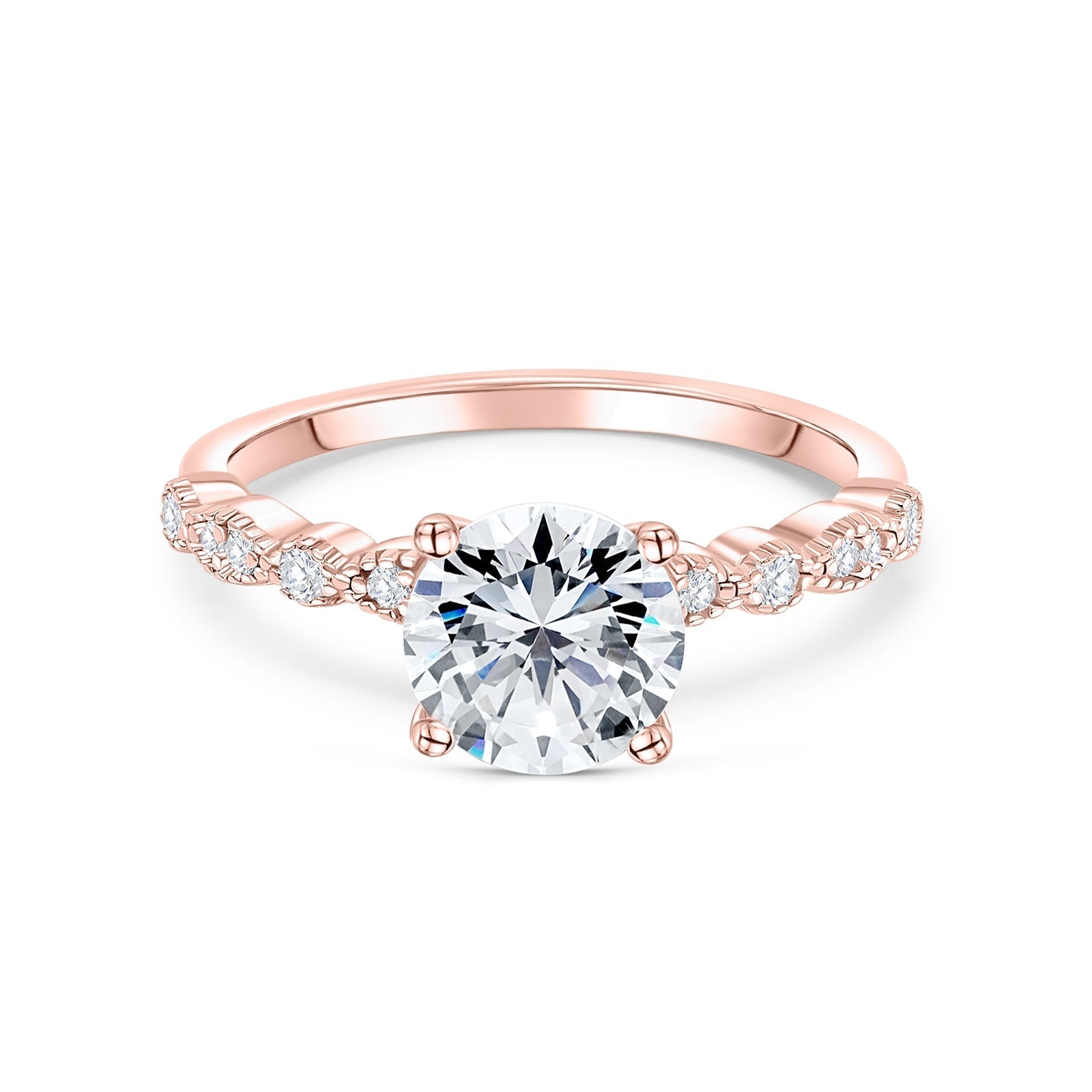 1.5 CT Round Pave Moissanite Engagement Ring