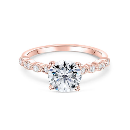 1.5 CT Round Pave Moissanite Engagement Ring