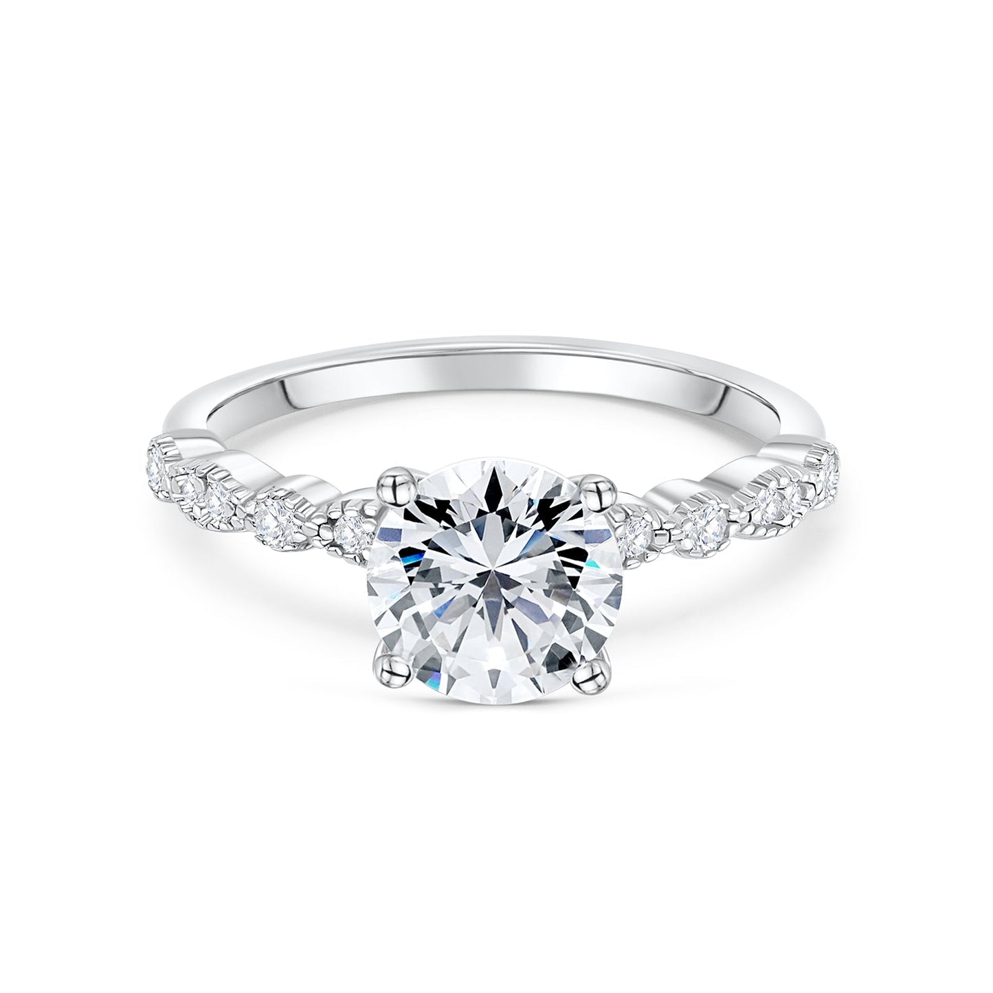 1.5 CT Round Pave Moissanite Engagement Ring
