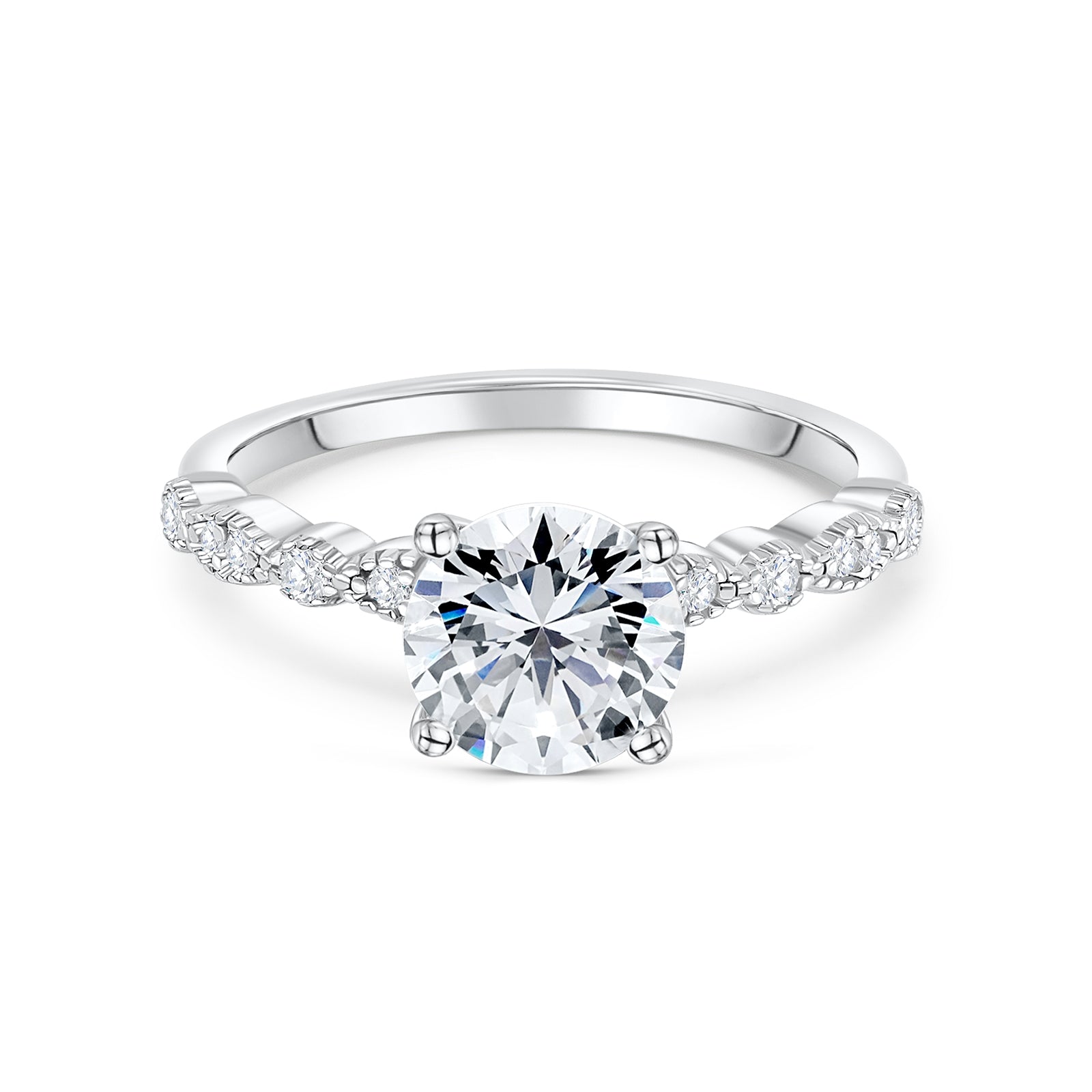 1.5 CT Round Pave Moissanite Engagement Ring