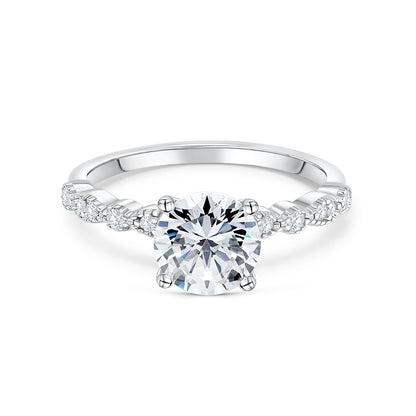 1.5 CT Round Pave Moissanite Engagement Ring