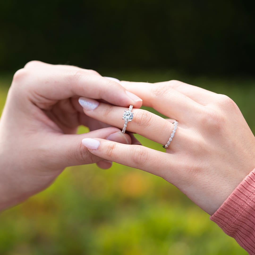 1.8 CT Round Pave Moissanite Engagement Ring