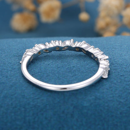1.7 TCW Marquise & Round Half Eternity Moissanite Wedding Band