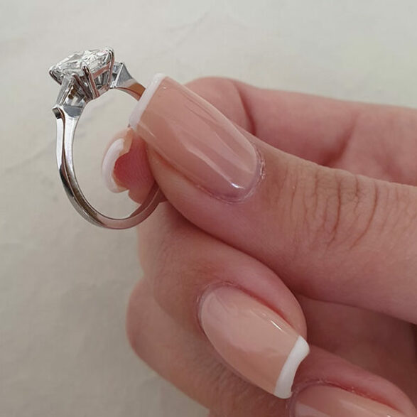 2.3 CT Emerald Three Stone Moissanite Engagement Ring