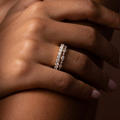 0.2 TCW Round Half Eternity Moissanite Wedding Band