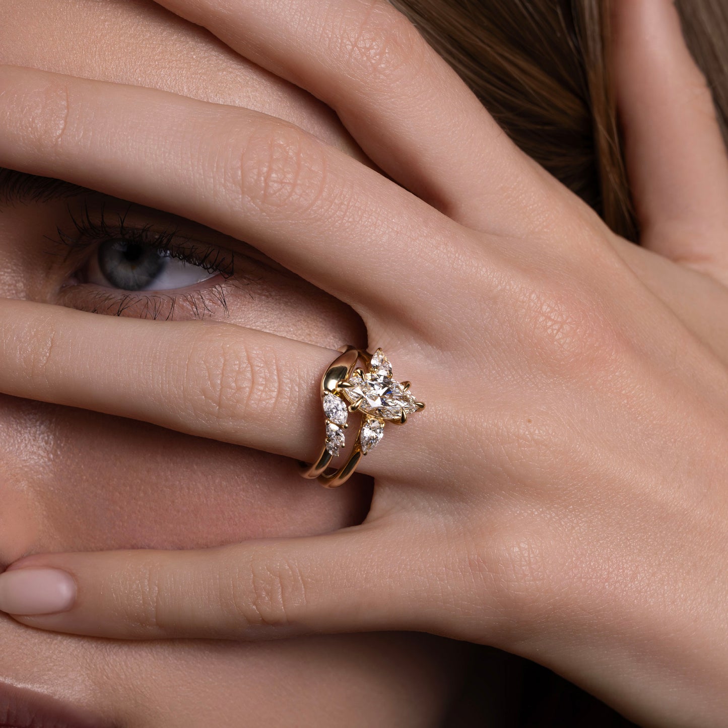 0.1 TCW Marquise Curved Moissanite Wedding Band