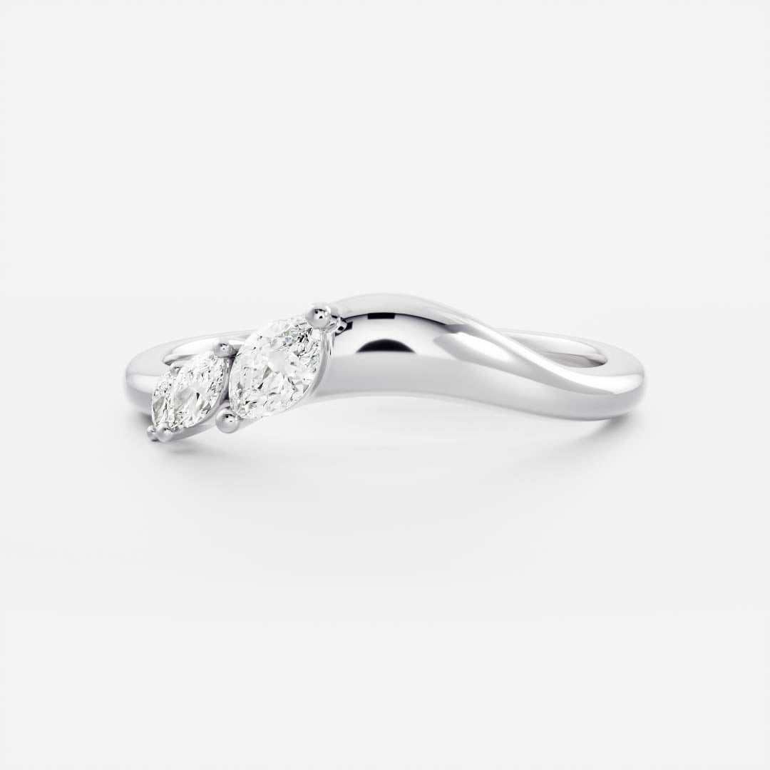 0.1 TCW Marquise Curved Moissanite Wedding Band