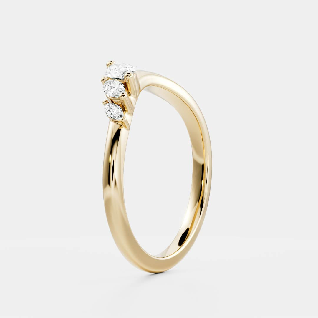 0.1 TCW Marquise Curved Moissanite Wedding Band