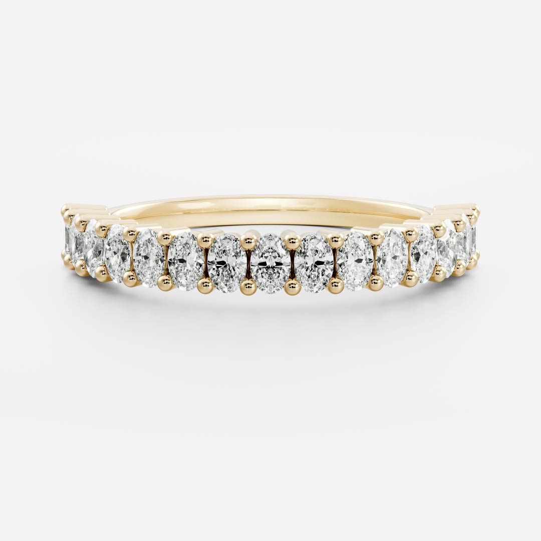 0.3 TCW Oval Half Eternity Moissanite Wedding Band