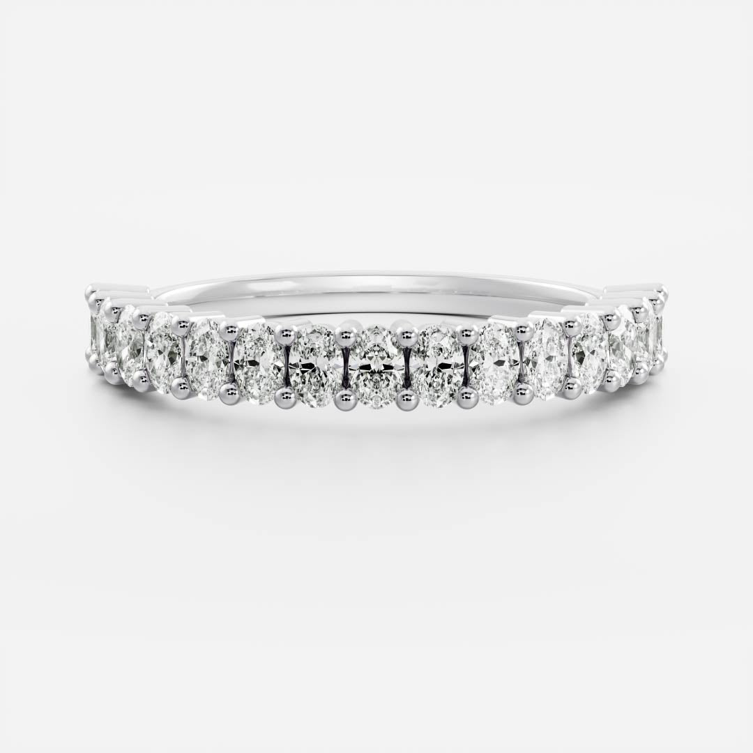 0.3 TCW Oval Half Eternity Moissanite Wedding Band