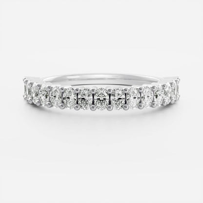 0.3 TCW Oval Half Eternity Moissanite Wedding Band