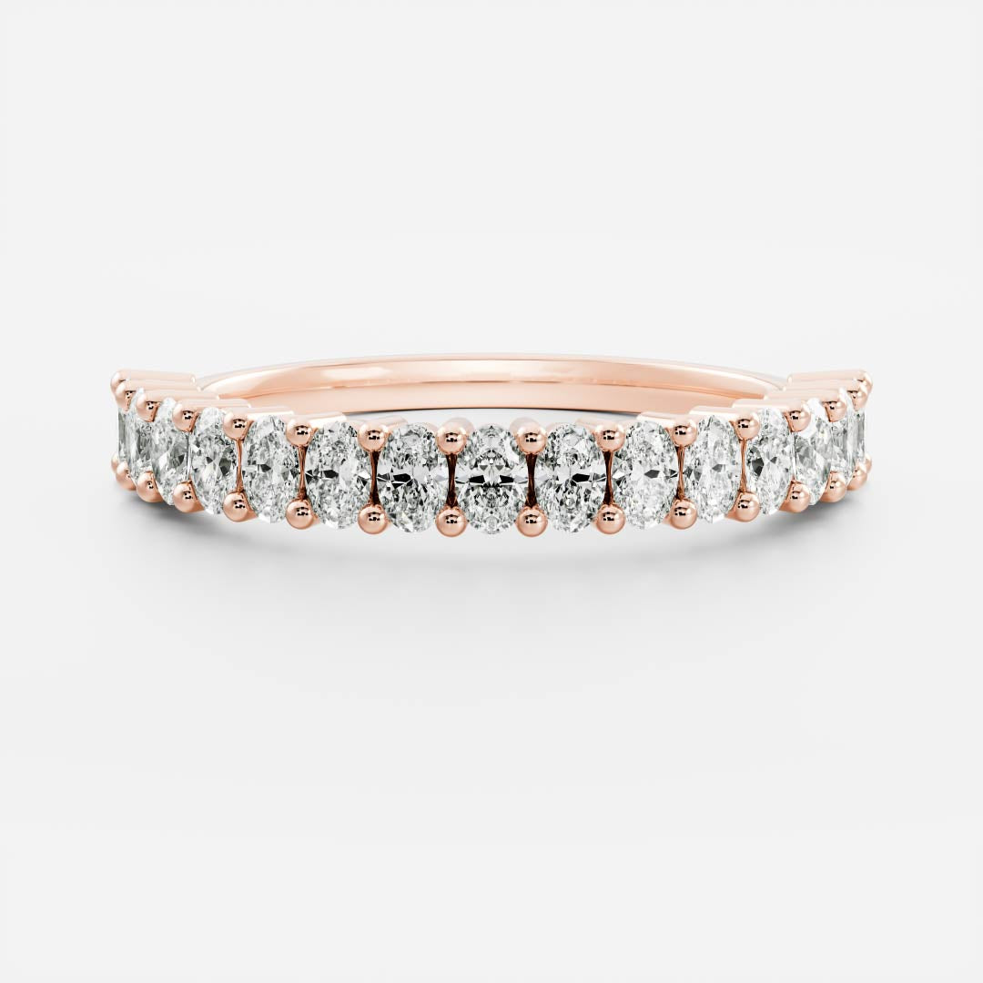 0.3 TCW Oval Half Eternity Moissanite Wedding Band