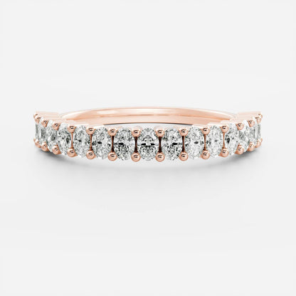 0.3 TCW Oval Half Eternity Moissanite Wedding Band