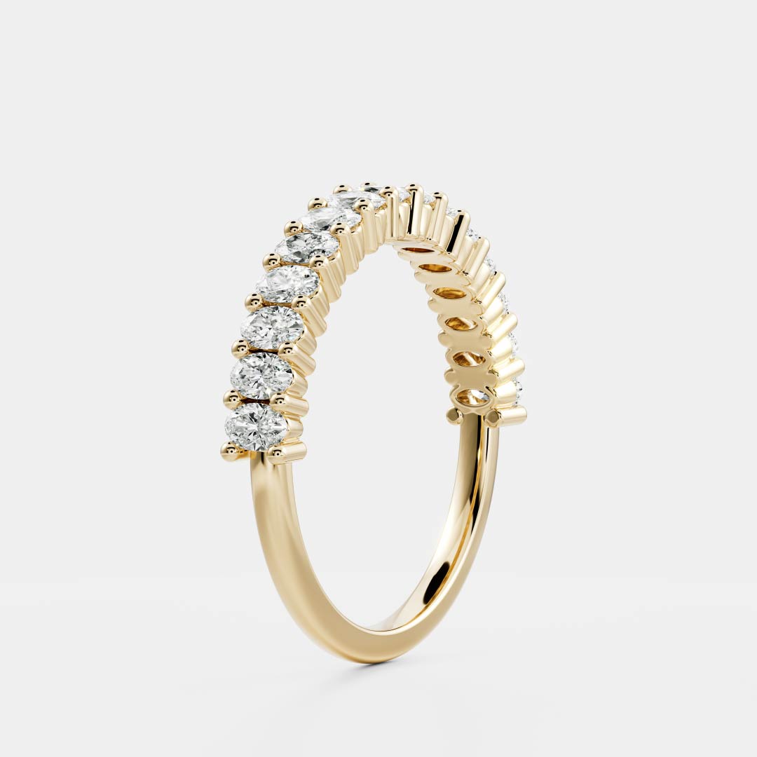 0.3 TCW Oval Half Eternity Moissanite Wedding Band