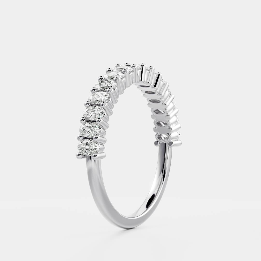0.3 TCW Oval Half Eternity Moissanite Wedding Band